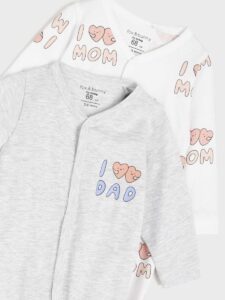 پک دو عددی سرهم نخی جوراب دار طرح mom&dad